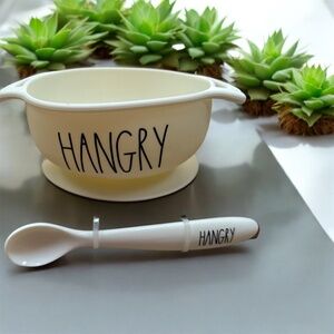 Rae Dunn Baby Hangry Silicone Suction Bowl White BPA PVC Free 6 months